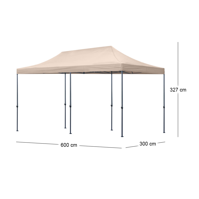 Κιόσκι - Gazebo Bari  πτυσσόμενο μεταλλικός σκελετός - αδιάβροχο ύφασμα χρώμα της άμμου 3x6x3,27m. - Pakobazaar