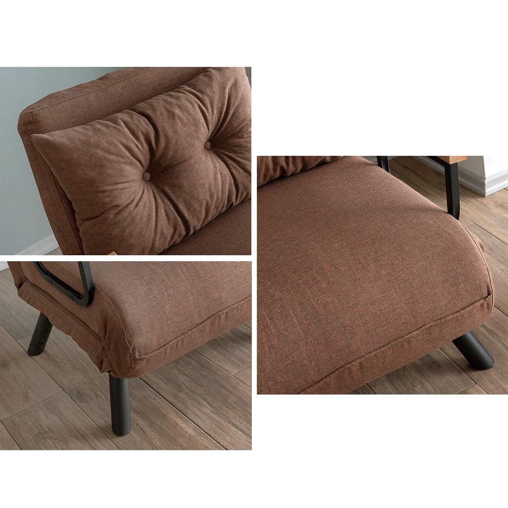 Πολυθρόνα - Κρεβάτι Sando  υφασμάτινη χρώμα καφέ 60x78x78εκ. - Pakobazaar