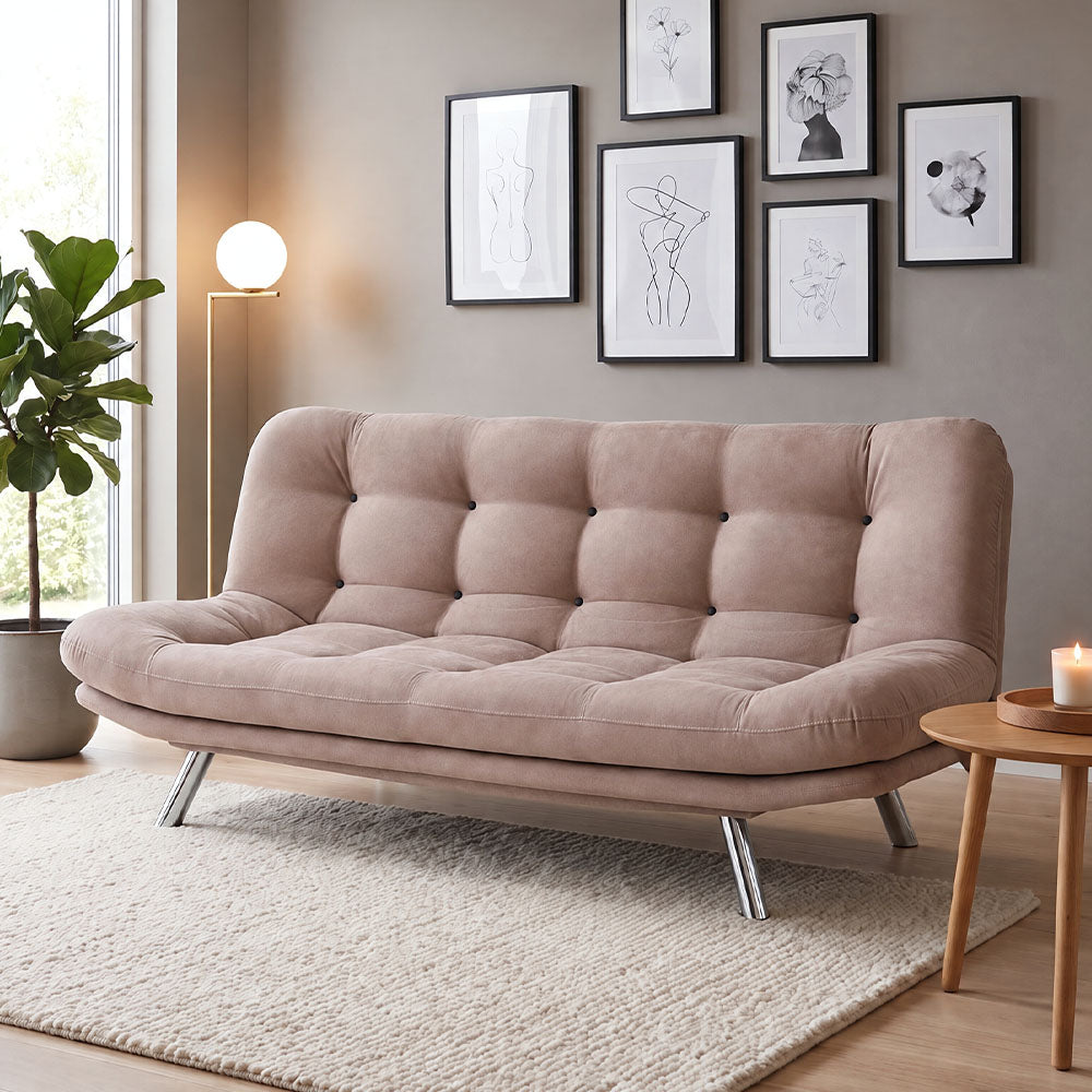 Καναπές - Κρεβάτι Misa  τριθέσιος υφασμάτινος χρώμα κρεμ 200x105x95εκ. - Pakobazaar