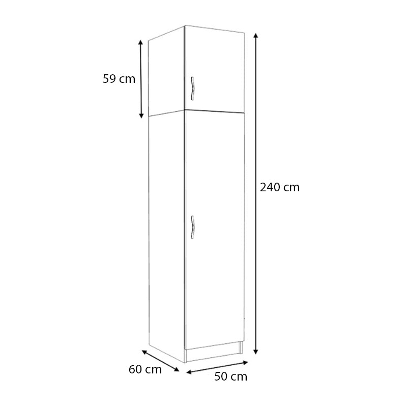 Ντουλάπα ρούχων Victoria  μονόφυλλη με πατάρι χρώμα λευκό 50x60x240εκ.
