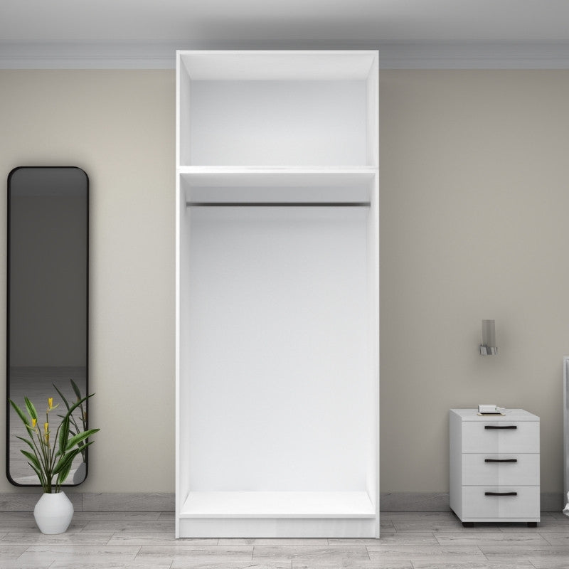 Ντουλάπα ρούχων Victoria  δίφυλλη με πατάρι χρώμα λευκό 100x60x240εκ. - Pakobazaar