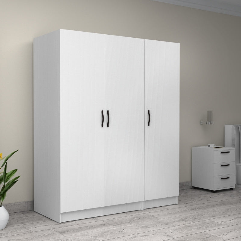 Ντουλάπα ρούχων Victoria  τρίφυλλη χρώμα λευκό 150x60x181εκ. - Pakobazaar