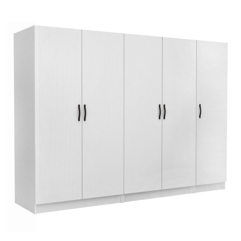 Ντουλάπα ρούχων Victoria  πεντάφυλλη χρώμα λευκό 250x60x181εκ. - Pakobazaar