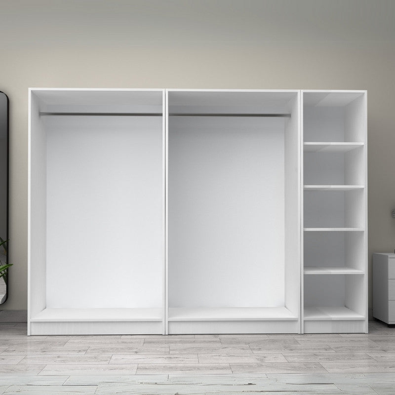 Ντουλάπα ρούχων Victoria  πεντάφυλλη χρώμα λευκό 250x60x181εκ. - Pakobazaar