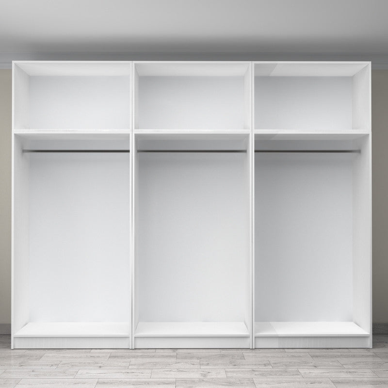 Ντουλάπα ρούχων Victoria  εξάφυλλη με πατάρι χρώμα λευκό 300x60x240εκ. - Pakobazaar