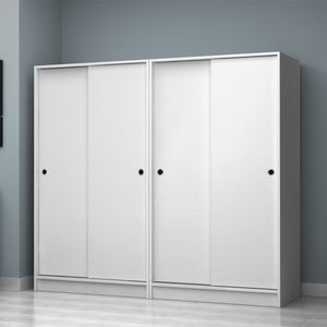 Ντουλάπα ρούχων Regio  τετράφυλλη συρόμενη χρώμα λευκό 200x60x181εκ. - Pakobazaar