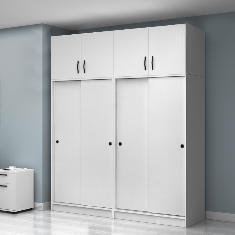 Ντουλάπα ρούχων Regio  τετράφυλλη συρόμενη με πατάρι χρώμα λευκό 200x60x240εκ. - Pakobazaar