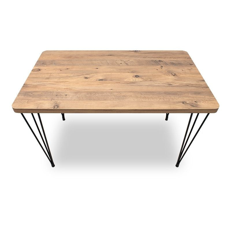 Σετ τραπεζαρία 5τμχ Roger - Kevin  Mdf - ύφασμα χρώμα ακακίας - μουσταρδί 120x70x75εκ.