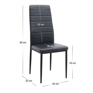 Σετ τραπεζαρία 5τμχ Roger - Rosa  Mdf - PU χρώμα σκούρο γκρι σκυροδέματος - μαύρο 120x70x75εκ.