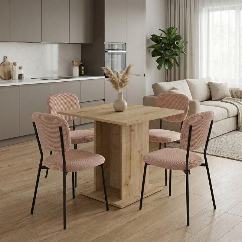 Σετ τραπεζαρία 5τμχ Allos - Kevin  χρώμα sapphire oak - μόκα 75x75x77εκ.