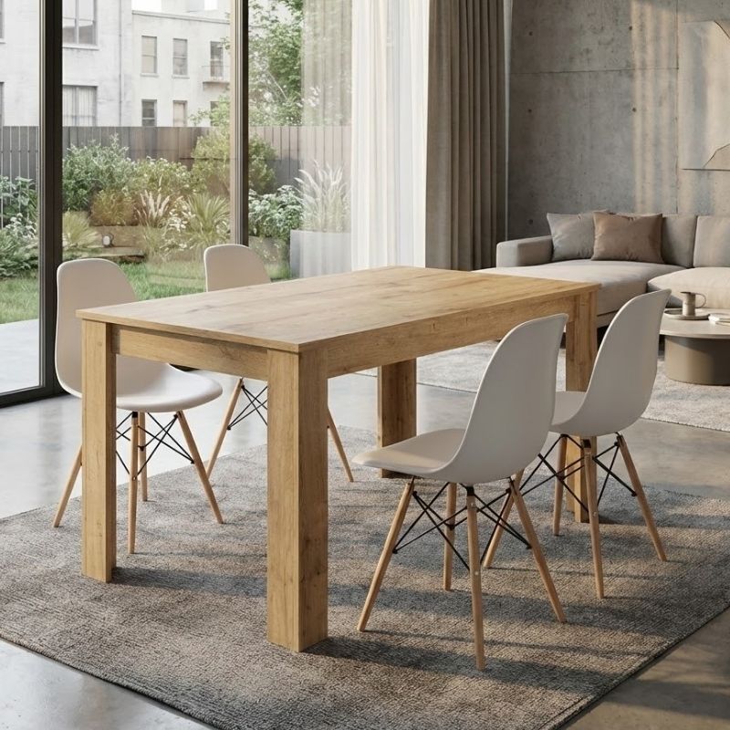 Σετ τραπεζαρία 5τμχ Darlen - Nova  χρώμα sapphire oak - λευκό 125x72x74εκ.