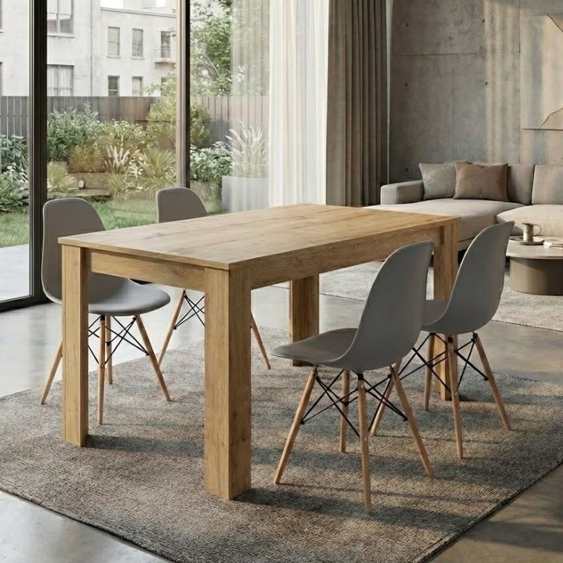 Σετ τραπεζαρία 5τμχ Darlen - Nova  χρώμα sapphire oak - γκρι 125x72x74εκ.