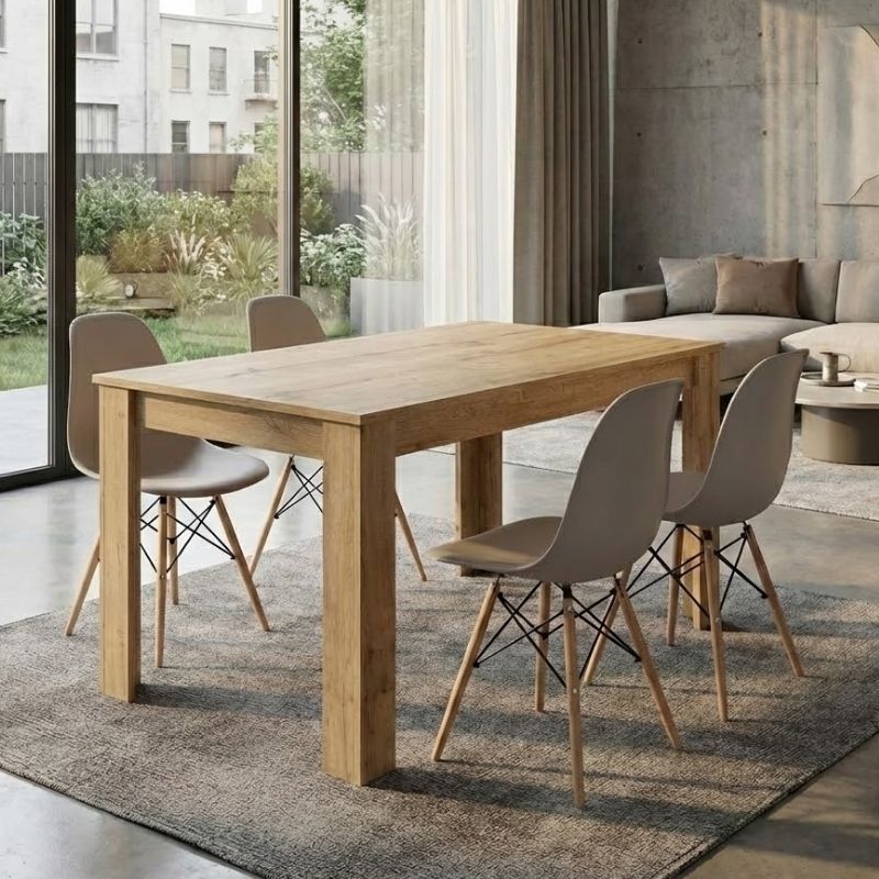 Σετ τραπεζαρία 5τμχ Darlen - Nova  χρώμα sapphire oak - cappuccino 125x72x74εκ.