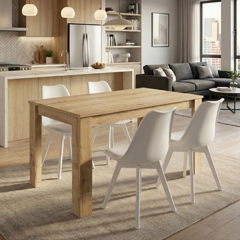 Σετ τραπεζαρία 5τμχ Darlen - Viva  χρώμα sapphire oak - λευκό 125x72x74εκ.