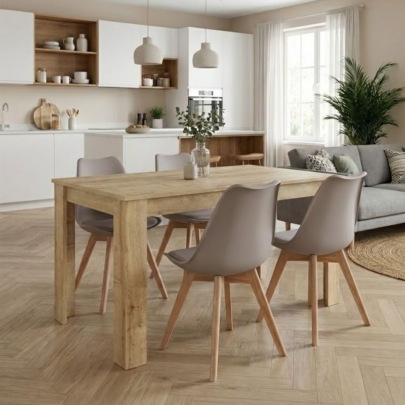 Σετ τραπεζαρία 5τμχ Darlen - Viva  χρώμα sapphire oak - cappuccino 125x72x74εκ.
