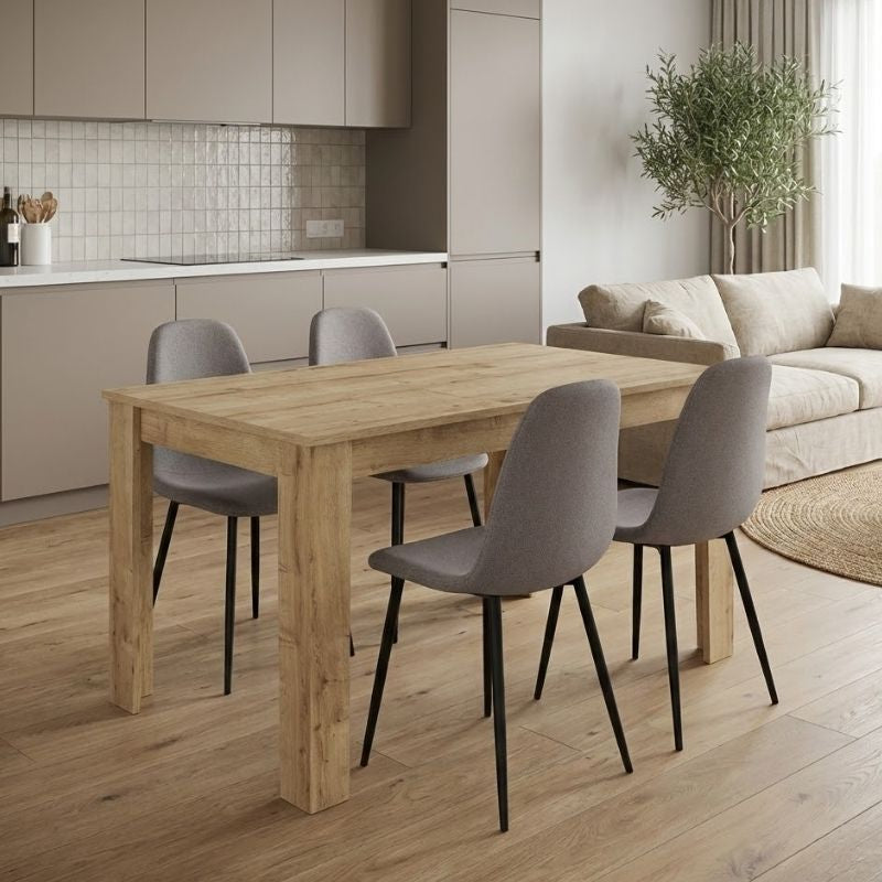 Σετ τραπεζαρία 5τμχ Darlen - Iris  χρώμα sapphire oak - ανοιχτό μπεζ 125x72x74εκ.