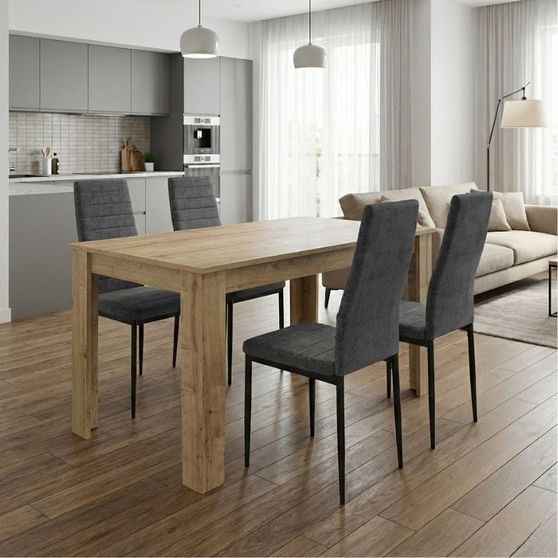 Σετ τραπεζαρία 5τμχ Darlen - Rosa  χρώμα sapphire oak - γκρι 125x72x74εκ.