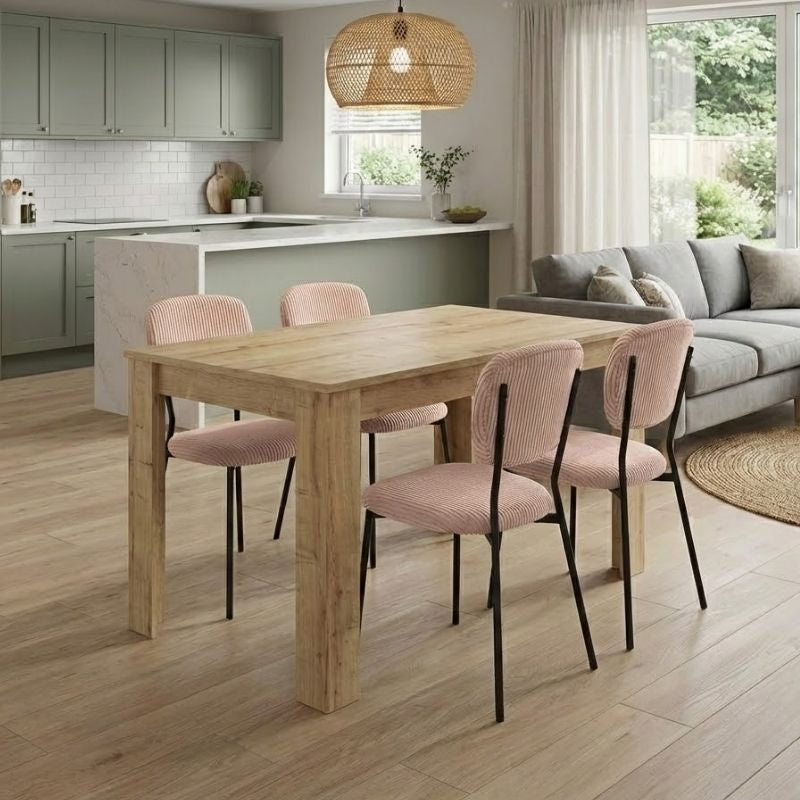 Σετ τραπεζαρία 5τμχ Darlen - Kevin  χρώμα sapphire oak - μόκα 125x72x74εκ.