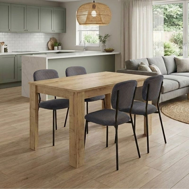 Σετ τραπεζαρία 5τμχ Darlen - Kevin  χρώμα sapphire oak - γκρι 125x72x74εκ.