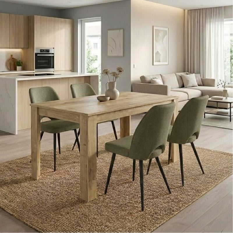 Σετ τραπεζαρία 5τμχ Darlen - Christy  χρώμα sapphire oak - λαδί 125x72x74εκ.