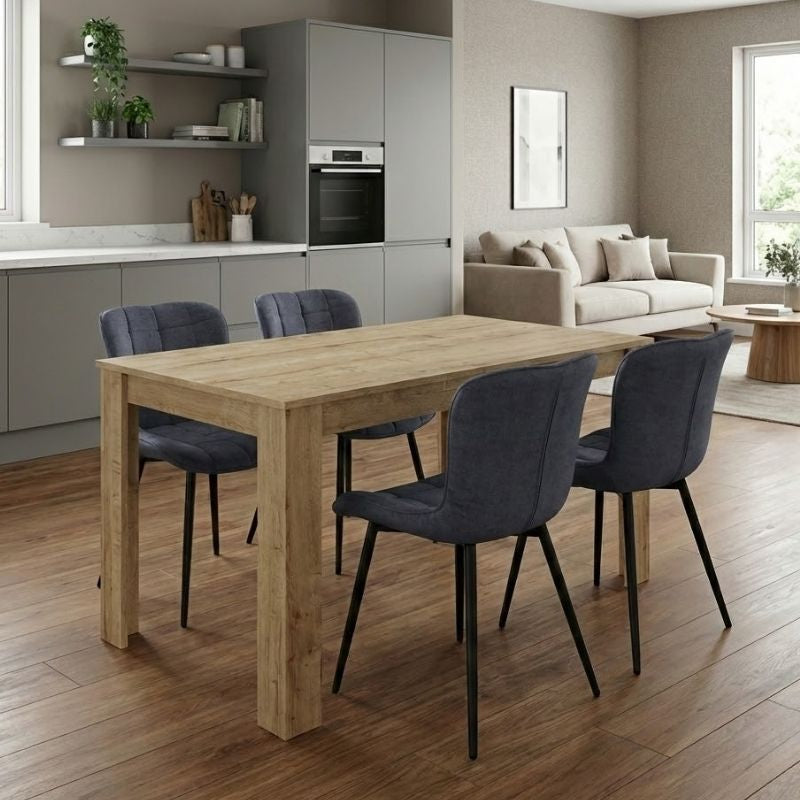 Σετ τραπεζαρία 5τμχ Darlen - Chiara  χρώμα sapphire oak - ανθρακί 125x72x74εκ.