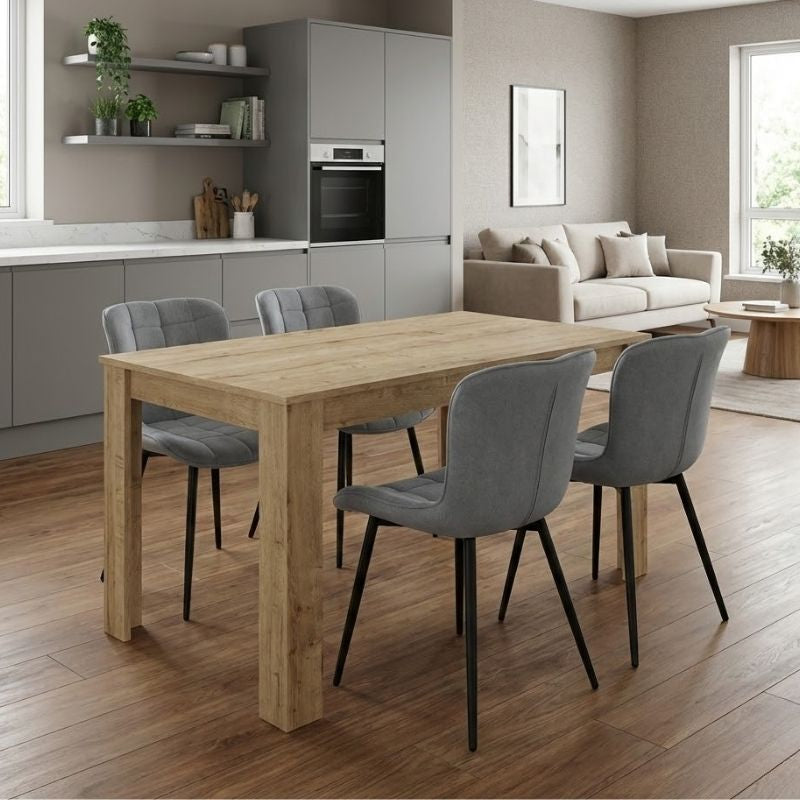 Σετ τραπεζαρία 5τμχ Darlen - Chiara  χρώμα sapphire oak - γκρι 125x72x74εκ.