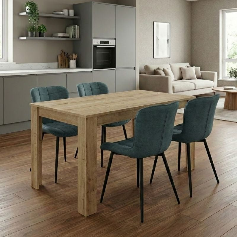 Σετ τραπεζαρία 5τμχ Darlen - Chiara  χρώμα sapphire oak - πράσινο 125x72x74εκ.