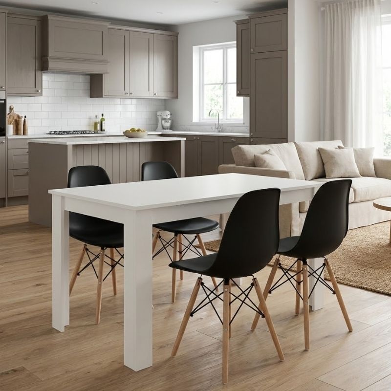 Σετ τραπεζαρία 5τμχ Darlen - Nova  χρώμα λευκό - μαύρο 125x72x74εκ.