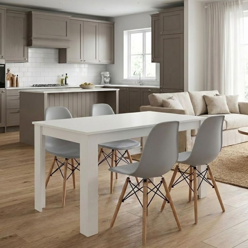 Σετ τραπεζαρία 5τμχ Darlen - Nova  χρώμα λευκό - γκρι 125x72x74εκ.