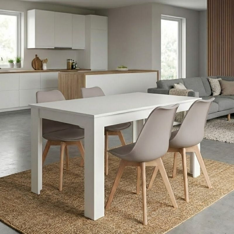 Σετ τραπεζαρία 5τμχ Darlen - Viva  χρώμα λευκό - cappuccino 125x72x74εκ.