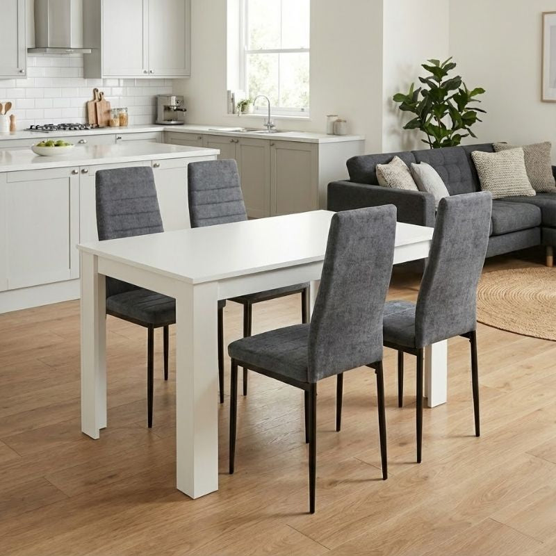 Σετ τραπεζαρία 5τμχ Darlen - Rosa  χρώμα λευκό - γκρι 125x72x74εκ. - Pakobazaar