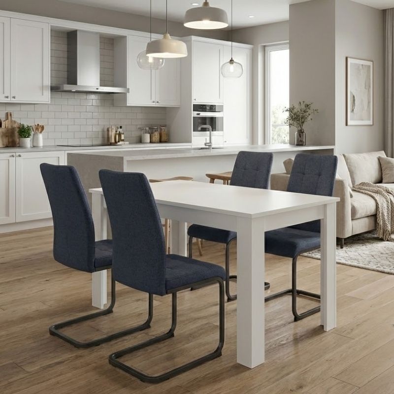 Σετ τραπεζαρία 5τμχ Darlen - Laura  χρώμα λευκό - ανθρακί 125x72x74εκ.