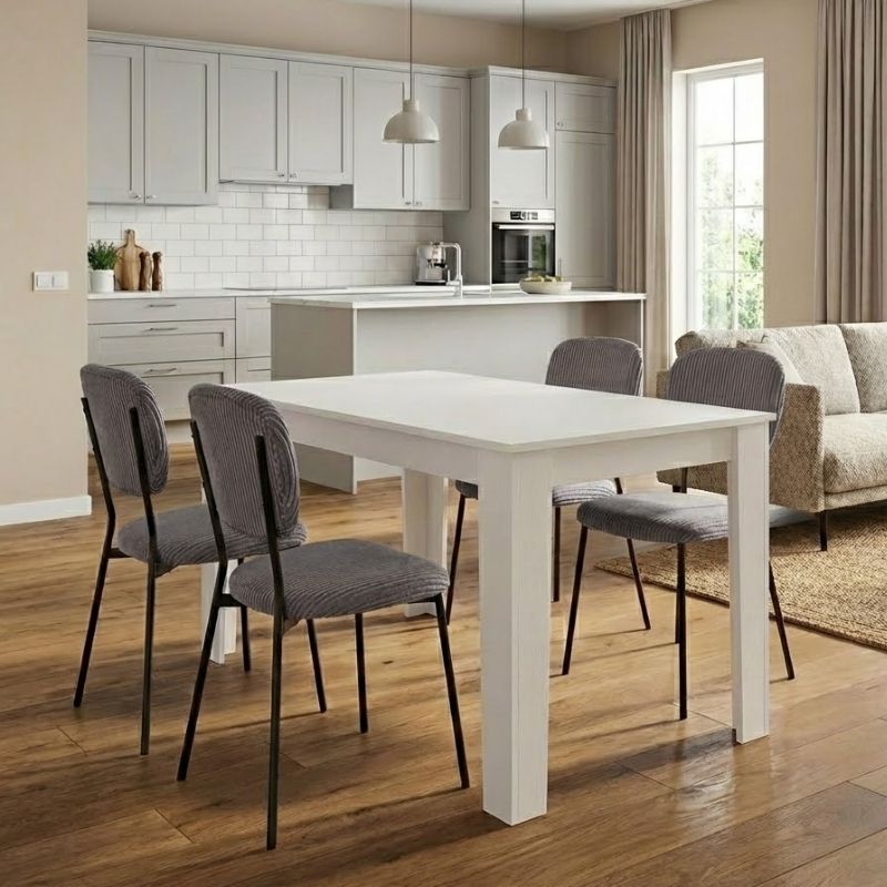 Σετ τραπεζαρία 5τμχ Darlen - Kevin  χρώμα λευκό - γκρι 125x72x74εκ.