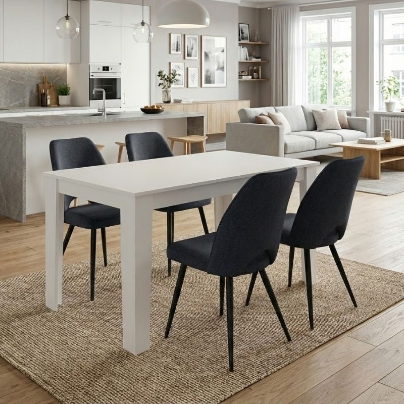 Σετ τραπεζαρία 5τμχ Darlen - Christy  χρώμα λευκό - ανθρακί 125x72x74εκ.