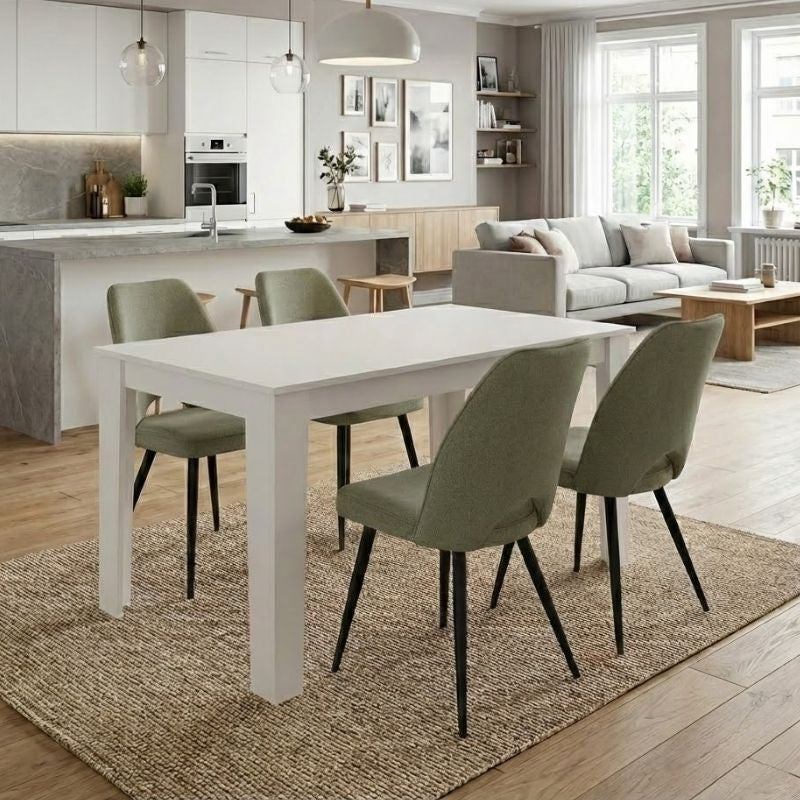 Σετ τραπεζαρία 5τμχ Darlen - Christy  χρώμα λευκό - λαδί 125x72x74εκ.