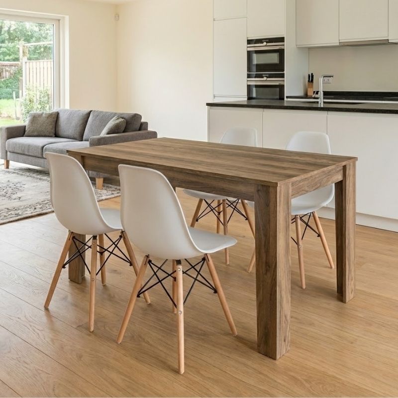 Σετ τραπεζαρία 5τμχ Darlen - Nova  χρώμα καρυδί - λευκό 125x72x74εκ.