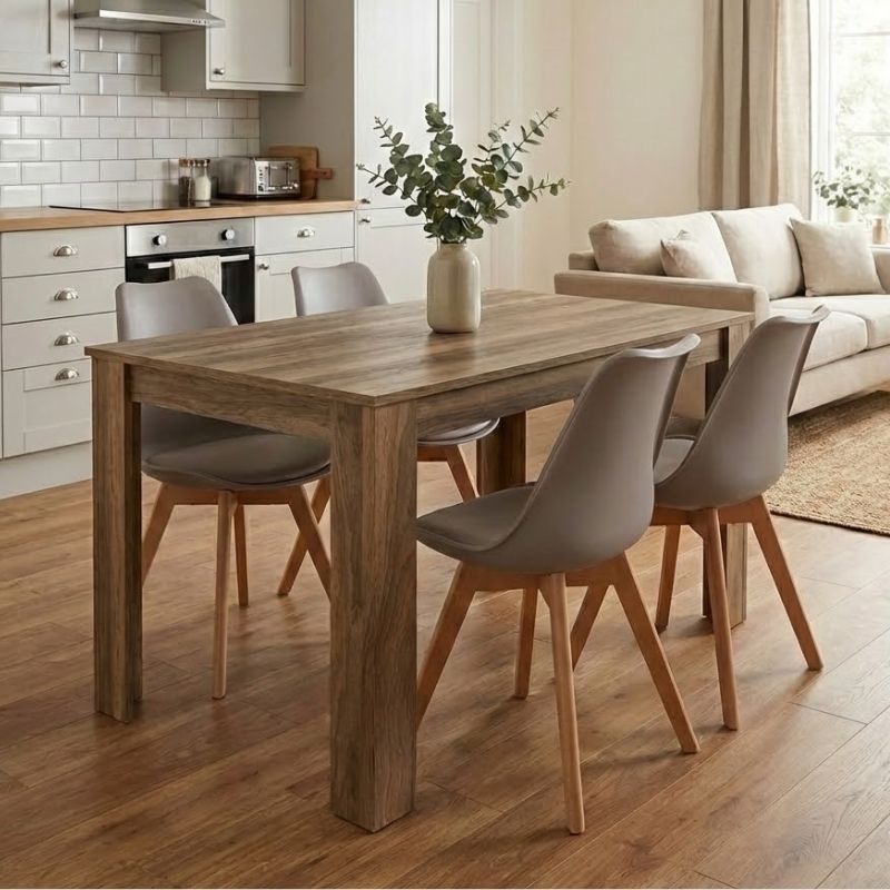 Σετ τραπεζαρία 5τμχ Darlen - Viva  χρώμα καρυδί - cappuccino 125x72x74εκ.