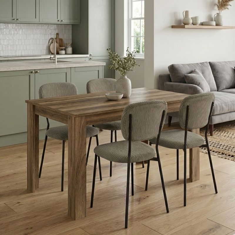 Σετ τραπεζαρία 5τμχ Darlen - Kevin  χρώμα καρυδί - λαδί 125x72x74εκ.