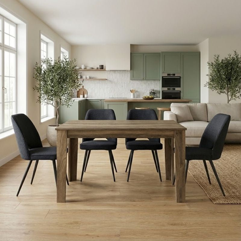 Σετ τραπεζαρία 5τμχ Darlen - Christy  χρώμα καρυδί - ανθρακί 125x72x74εκ.