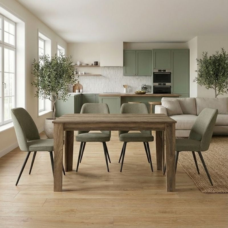 Σετ τραπεζαρία 5τμχ Darlen - Christy  χρώμα καρυδί - λαδί 125x72x74εκ.
