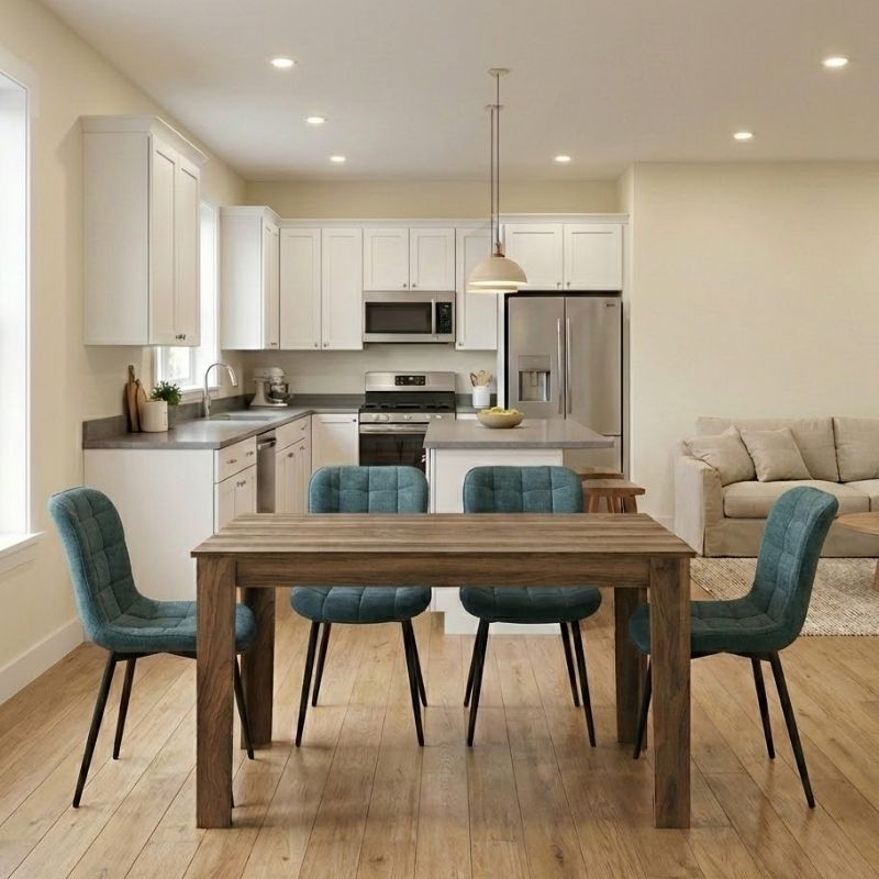 Σετ τραπεζαρία 5τμχ Darlen - Chiara  χρώμα καρυδί - πράσινο 125x72x74εκ.