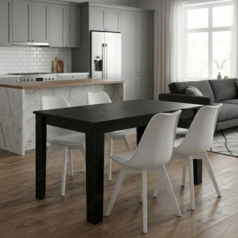 Σετ τραπεζαρία 5τμχ Darlen - Viva  χρώμα sencron black - λευκό 125x72x74εκ.