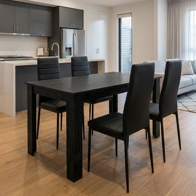 Σετ τραπεζαρία 5τμχ Darlen - Rosa  χρώμα sencron black - μαύρο 125x72x74εκ.