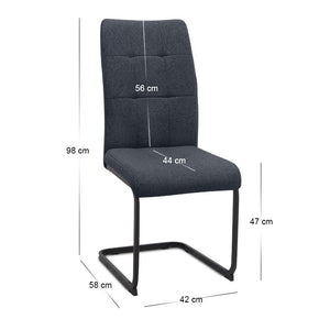 Σετ τραπεζαρία 5τμχ Darlen - Laura  χρώμα sencron black - ανθρακί 125x72x74εκ.