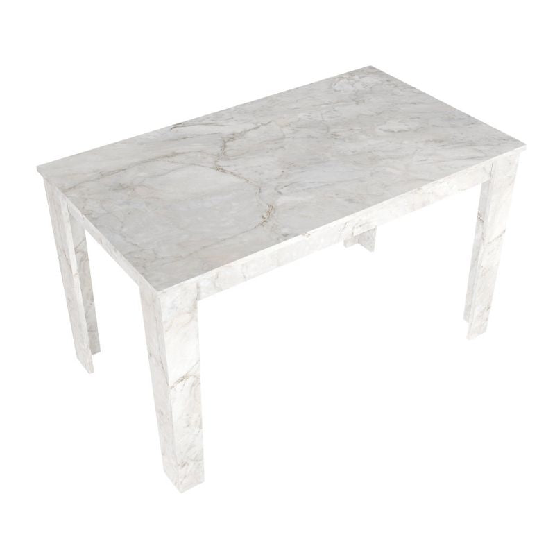 Σετ τραπεζαρία 5τμχ Darlen - Iris  χρώμα λευκό εφέ μαρμάρου - γκρι/φυσικό πόδι 125x72x74εκ.