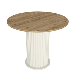 Σετ τραπεζαρία 5τμχ Bohema - Viva  χρώμα ivory/sepet oak - cappuccino Ø90x77,7εκ.