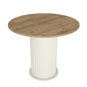 Σετ τραπεζαρία 5τμχ Bohema - Kevin  χρώμα ivory/sepet oak - μουσταρδί Ø90x77,7εκ.