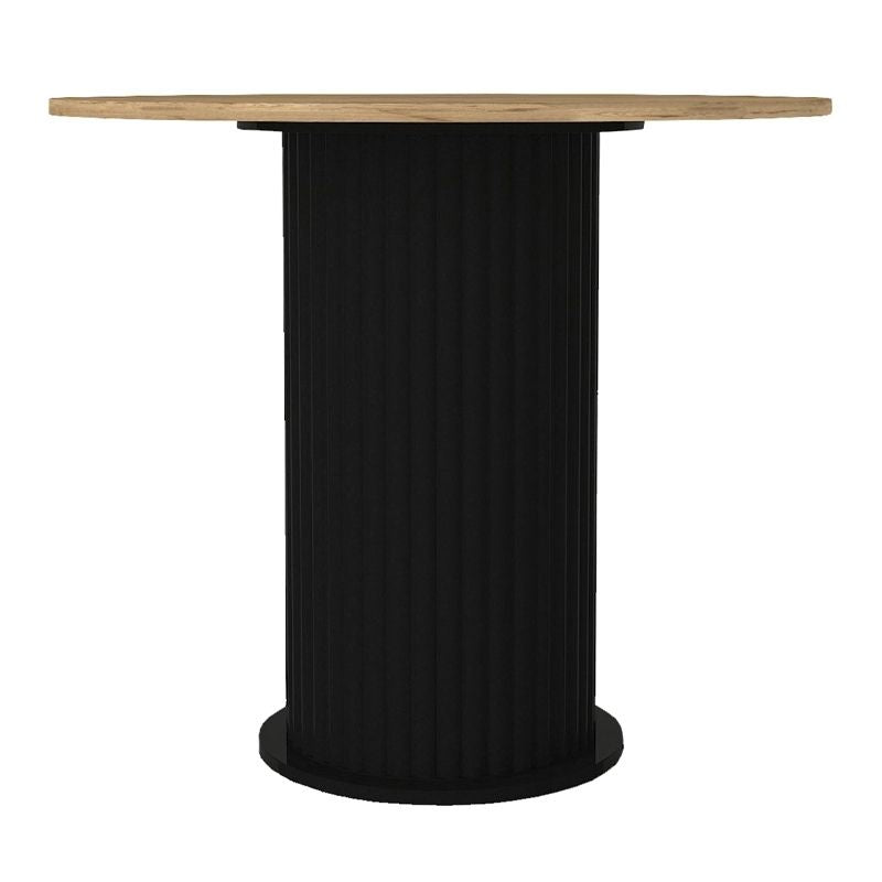 Σετ τραπεζαρία 5τμχ Bohema - Iris  χρώμα μαύρο/sepet oak - ανοιχτό μπεζ/φυσικό πόδι Ø90x77,7εκ.