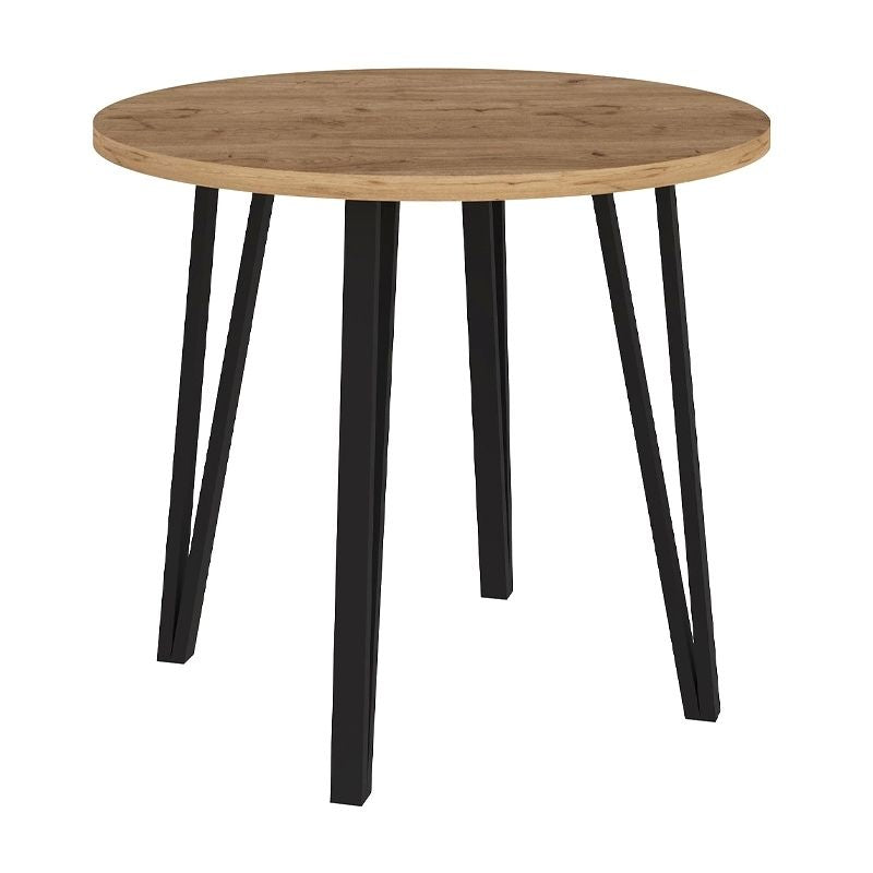 Σετ τραπεζαρία 5τμχ Xana - Viva  χρώμα sepet oak - μαύρο Ø90x77,7εκ.