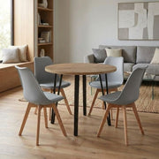 Σετ τραπεζαρία 5τμχ Xana - Viva  χρώμα sepet oak - γκρι Ø90x77,7εκ.